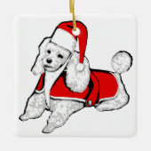 kerst santa claus poodle keramisch ornament (Voorkant)