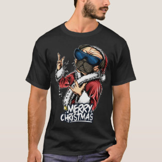 kerst santa claus puggie draagt een zonnebril chri t-shirt