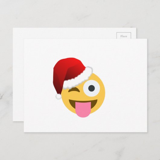 kerst santa claus winnaar emoji feestdagenkaart (Voorkant / Achterkant)