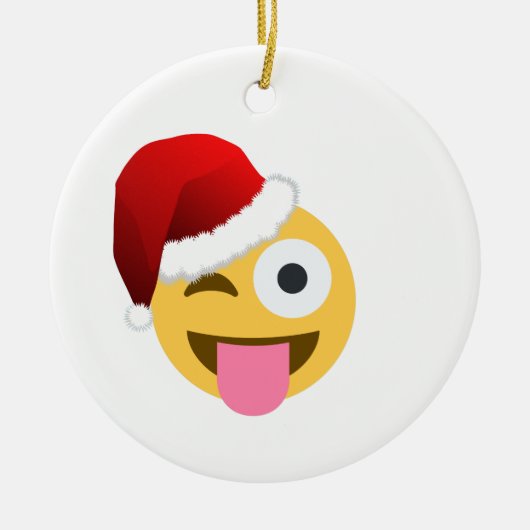 kerst santa claus winnaar emoji keramisch ornament (Voorkant)
