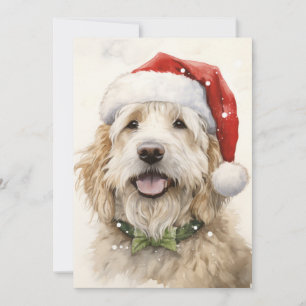 Kerst Santa Dog Flat Vakantie Kaart