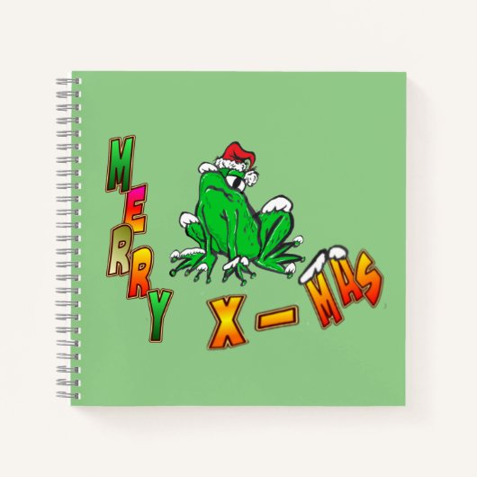 Kerst Santa Frog Merry Christmas Notitieboek (Voorkant)