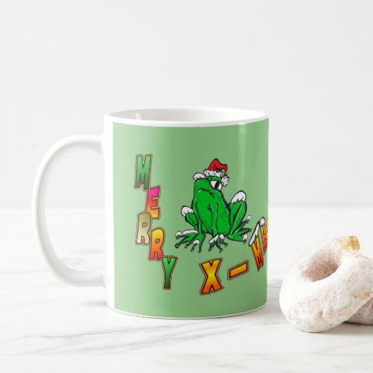 Kerst Santa Frog Vrolijk Kerstmis Koffie Mok (Met donut)
