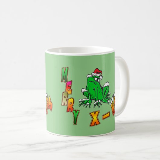 Kerst Santa Frog Vrolijk Kerstmis Koffie Mok (Voorkant rechts)
