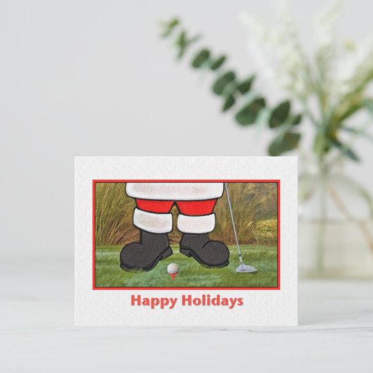 Kerst, Santa Golfer, Briefkaart (Staand voorkant)
