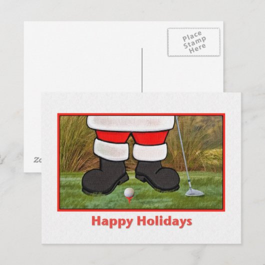 Kerst, Santa Golfer, Briefkaart (Voorkant / Achterkant)