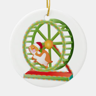 kerst santa hamster keramisch ornament