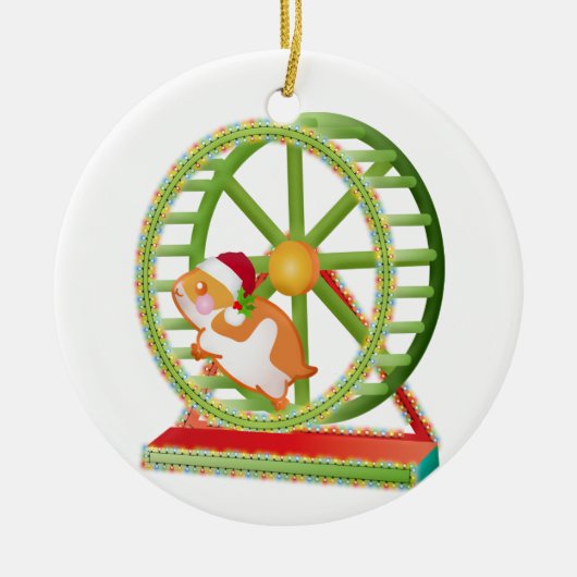 kerst santa hamster keramisch ornament (Voorkant)