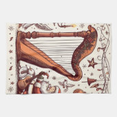 Kerst Santa Harp keukenhanddoek (Horizontaal)