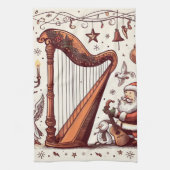 Kerst Santa Harp keukenhanddoek (Verticaal)