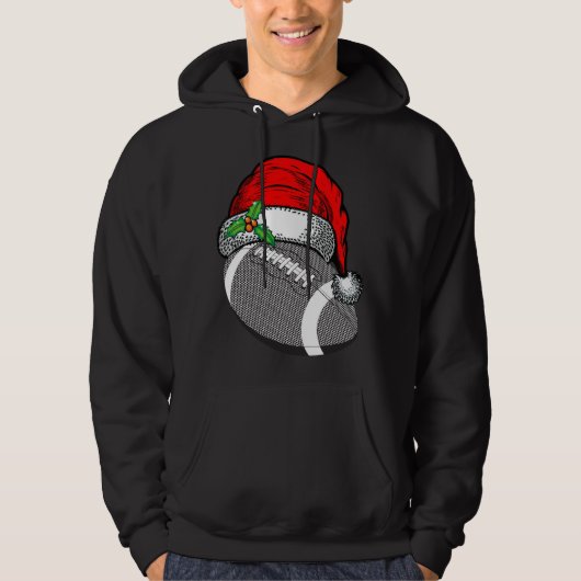 Kerst Santa Hat Football Sport Grappig Cadeau Hoodie (Voorkant)