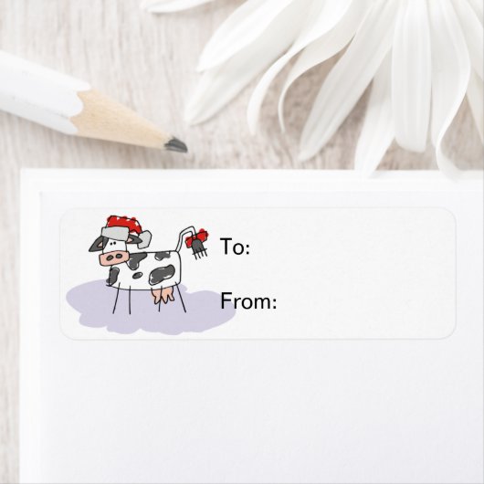 Kerst Santa Koe Gift Label (Insitu)
