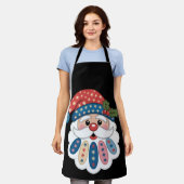 Kerst Santa Patchwork Sneeuwvlok Hulst Winter Schort (Gedragen)