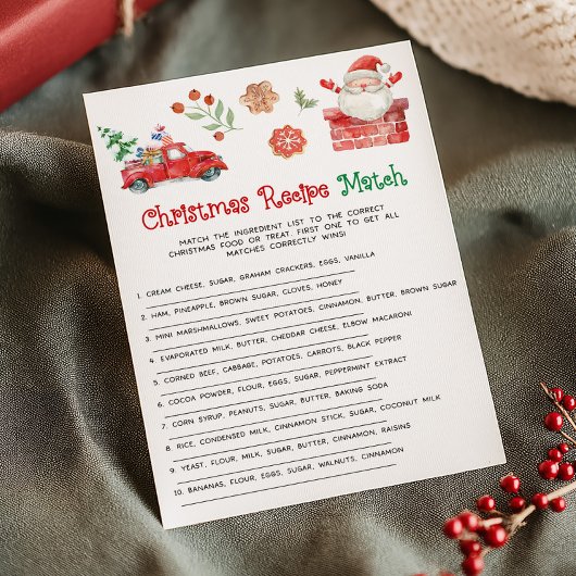 Kerst Santa Recept Wedstrijdspel Feestdagenkaart