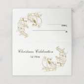 Kerst Santa Sleigh #3 Plaats Escort Kaart Gold Plaatskaartje (Buitenkant ongevouwen)