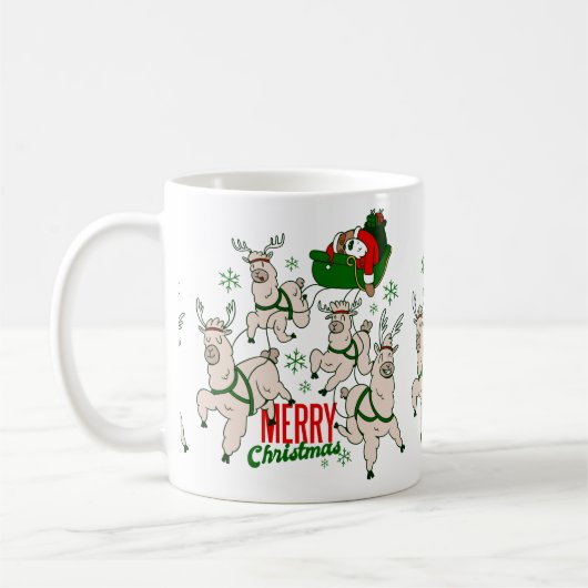 kerst santa sloth llamas koffiemok (Links)