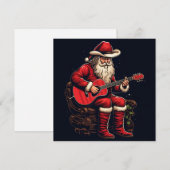 kerst santa speelt gitaar  feestdagenkaart (Voorkant / Achterkant)