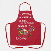 Kerst Santak Kijken Leraar Fun Personaliseren Schort (Voorkant)