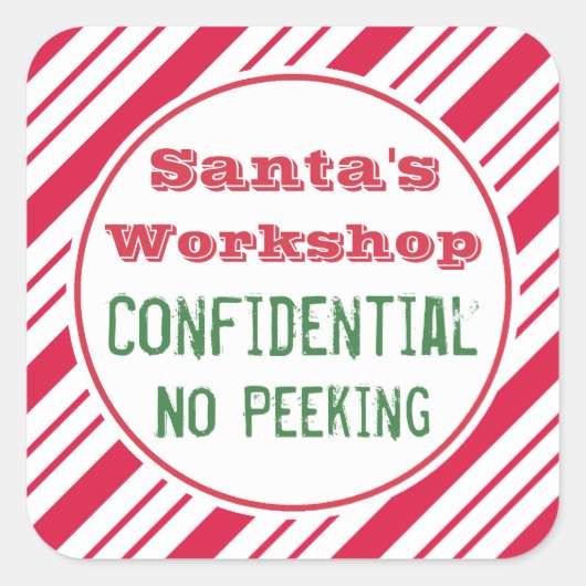 Kerst Santa's Workshop Gift Labels Stickers (Voorkant)