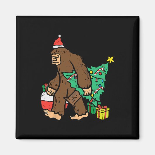 Kerst Sasquatch Bigfoot Xmas Kinder Mannen Vrouwen Magneet (Voorkant)