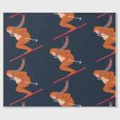 Kerst Sasquatch Bigfoot Yeti Ski Cadeaupapier (Vlak)