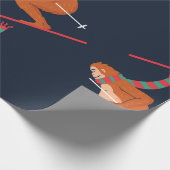 Kerst Sasquatch Bigfoot Yeti Ski Cadeaupapier (Hoek)