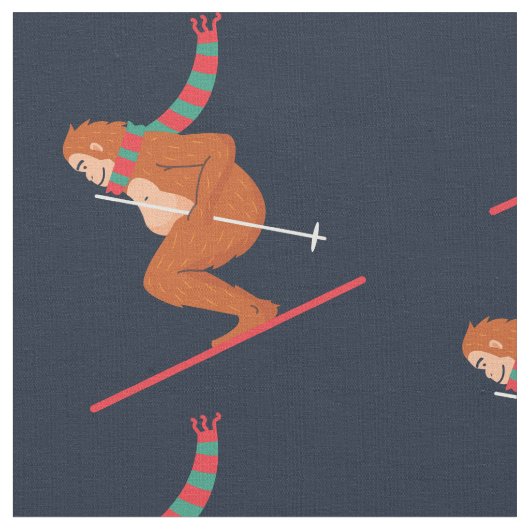 Kerst Sasquatch Bigfoot Yeti Ski Stof (Close Up)