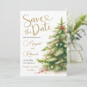 Kerst Save The Date Vakantie Trouwen Elegant Kaart (Staand voorkant)