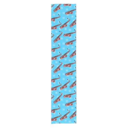 Kerst saxofoon saxofonist muzikant patroon korte tafelloper (Voorkant)