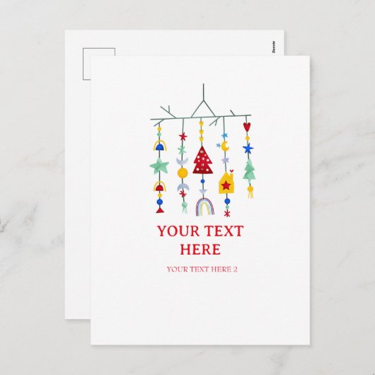 Kerst Scandi Minimalistisch Eenvoudig Vakantie  Feestdagenkaart (Voorkant / Achterkant)