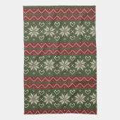 Kerst Scandinavian Knit Red Green Hearts Theedoek (Verticaal)