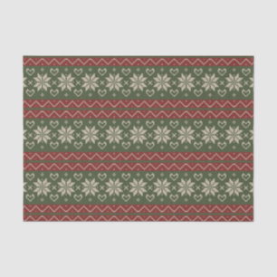 Kerst Scandinavian Knit Red Green Hearts Tissuepapier