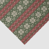 Kerst Scandinavian Knit Red Green Hearts Tissuepapier (Detail)