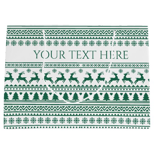 Kerst Scandinavisch groen klassiek patroon Groot Cadeauzakje (Voorkant)