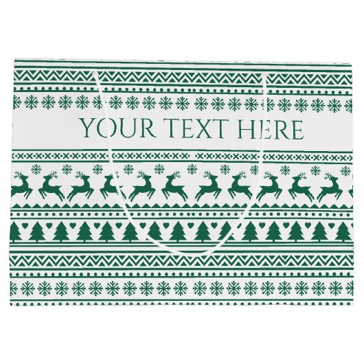 Kerst Scandinavisch groen klassiek patroon Groot Cadeauzakje (Achterkant)