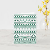 Kerst Scandinavisch groen klassiek patroon Kaart (Gele Bloem)