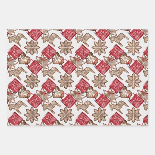 Kerst  Scandinavisch patroon Inpakpapier Vel (Voorkant 2)