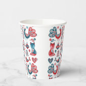 Kerst Scandinavisch Volks Kunstontwerp in Navy en  Papieren Bekers (Links)