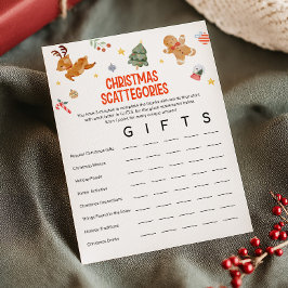 Kerst Scattegories Spel Feestdagenkaart