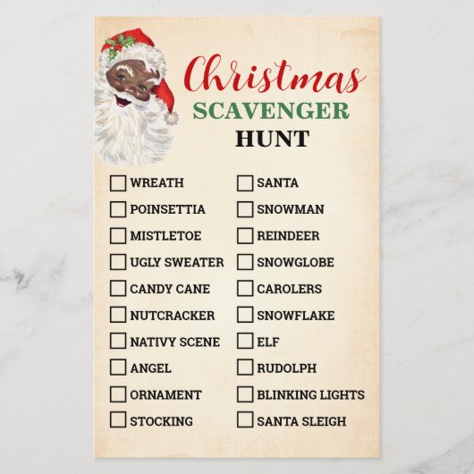 Kerst Scavenger Hunt Santa Game Kaart (Voorkant)
