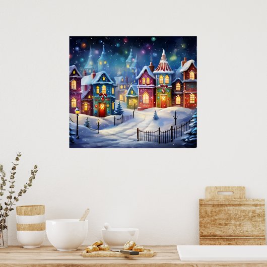 Kerst Scène Art Poster (Keuken)