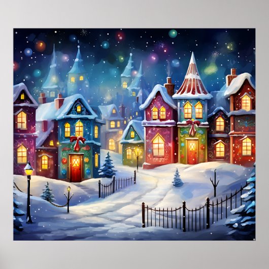 Kerst Scène Art Poster (Voorkant)