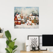 Kerst Scène Art Poster (Thuiskantoor)