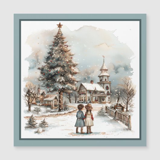 Kerst Scene Magnetische Kaart (Voorkant)