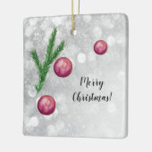 Kerst scène takken en ballen Waterverf Keramisch Ornament (Links)