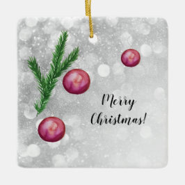 Kerst scène takken en ballen Waterverf Keramisch Ornament