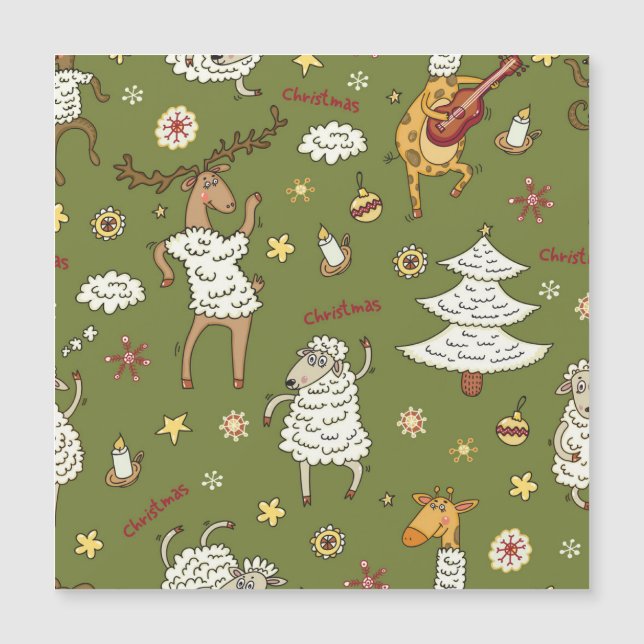 Kerst Schaap: Dierlijke  Illustratie. (Voorkant)
