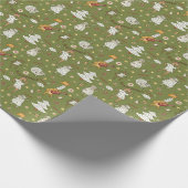 Kerst Schaap: Dierlijke  Illustratie. Cadeaupapier (Hoek)