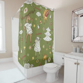 Kerst Schaap: Dierlijke Illustratie. Douchegordijn (In situ)