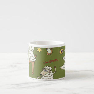 Kerst Schaap: Dierlijke  Illustratie. Espresso Kop